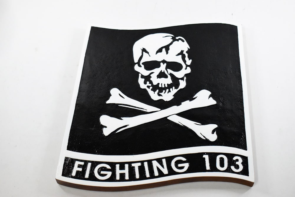 US Navy VFA-103 Jolly Rogers F/A-18 Coffin Black Patch - 4.5", Embroidered, Jacket/Sew-on