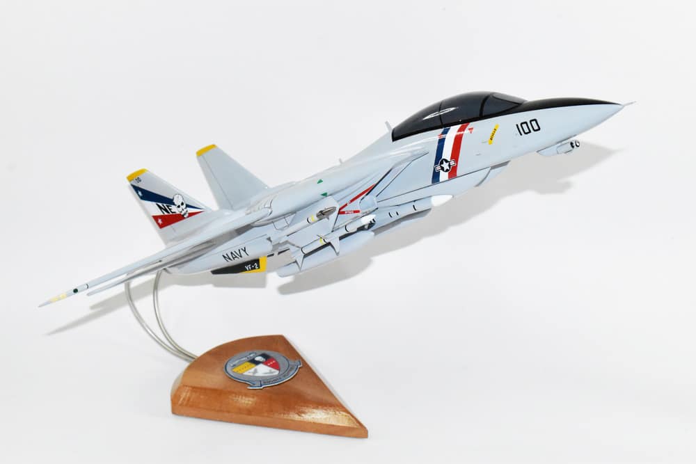 VF-2 Bounty Hunters F-14d Model, 1/42 (18″) Scale, Mahogany, Navy, Fighter
