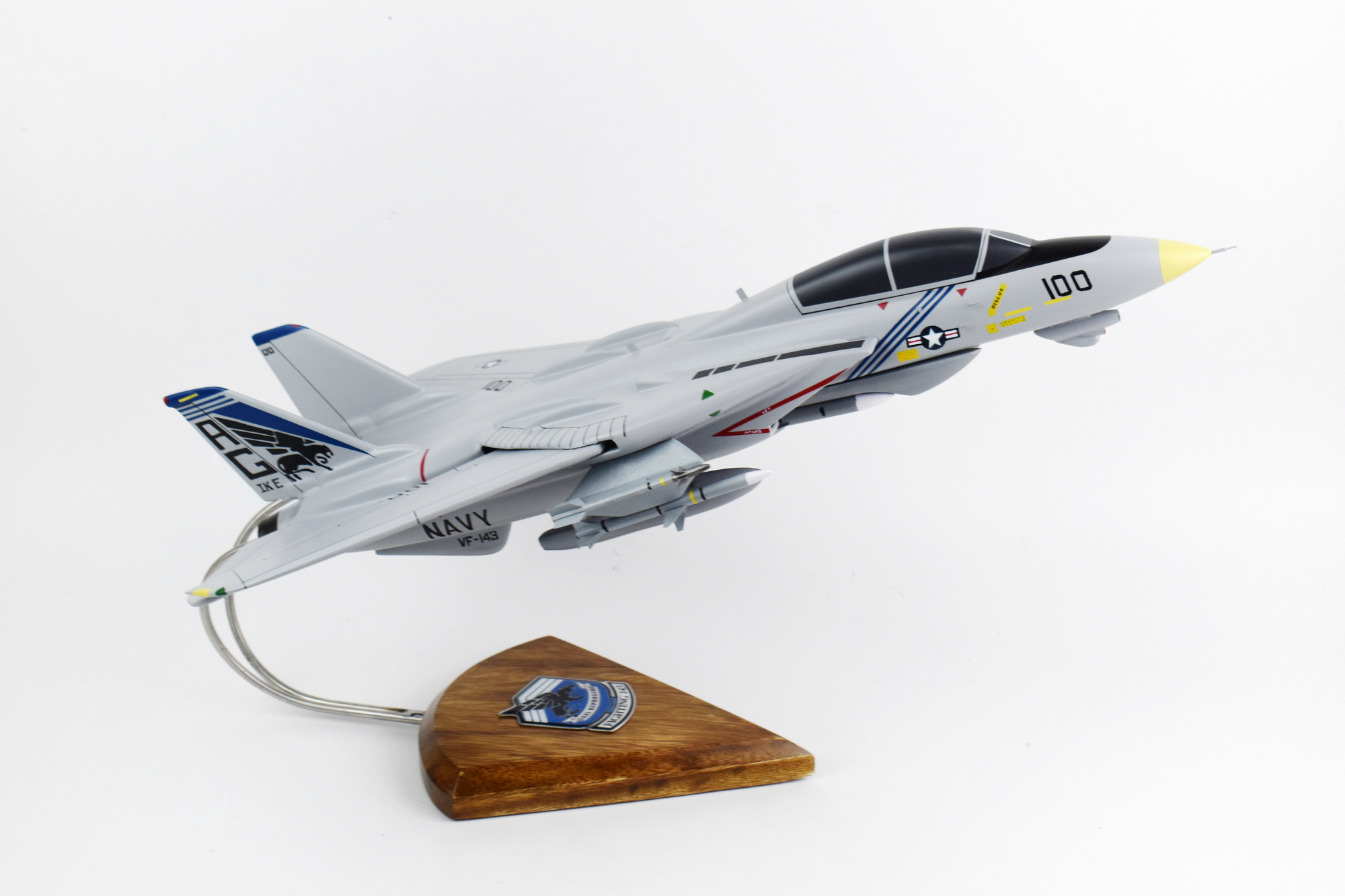 VF-143 Pukin Dogs F-14 Model, 1/42 (18″) Scale, Mahogany, Navy, Fighter