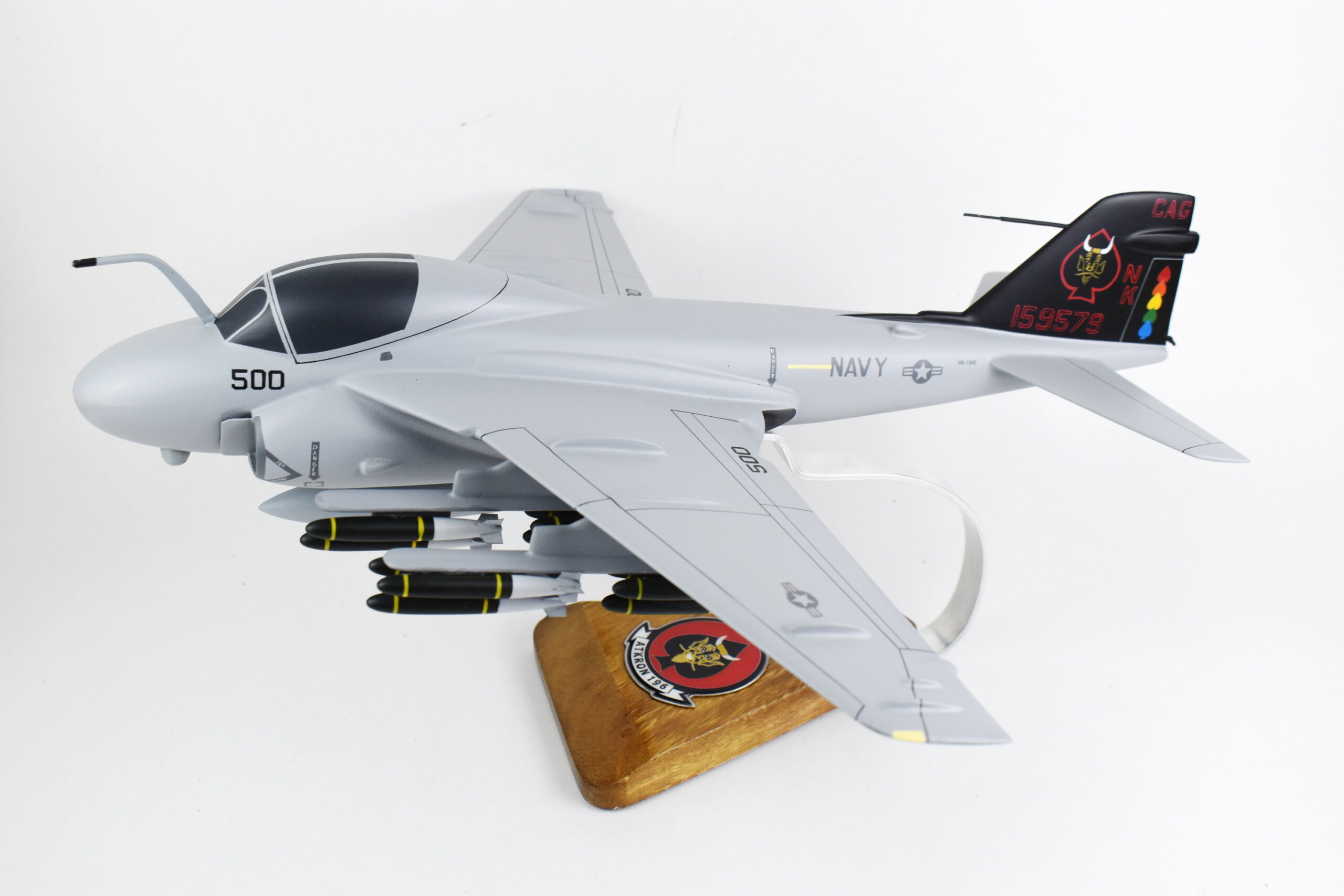 VA-196 Main Battery A-6 Intruder Model, 1/36th Scale, Mahogany, Navy