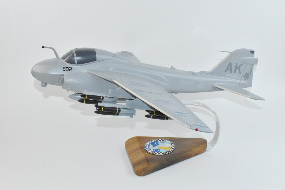 VA-55 Warhorses A-6E Intruder Model, 1/36th Scale, Mahogany, Navy