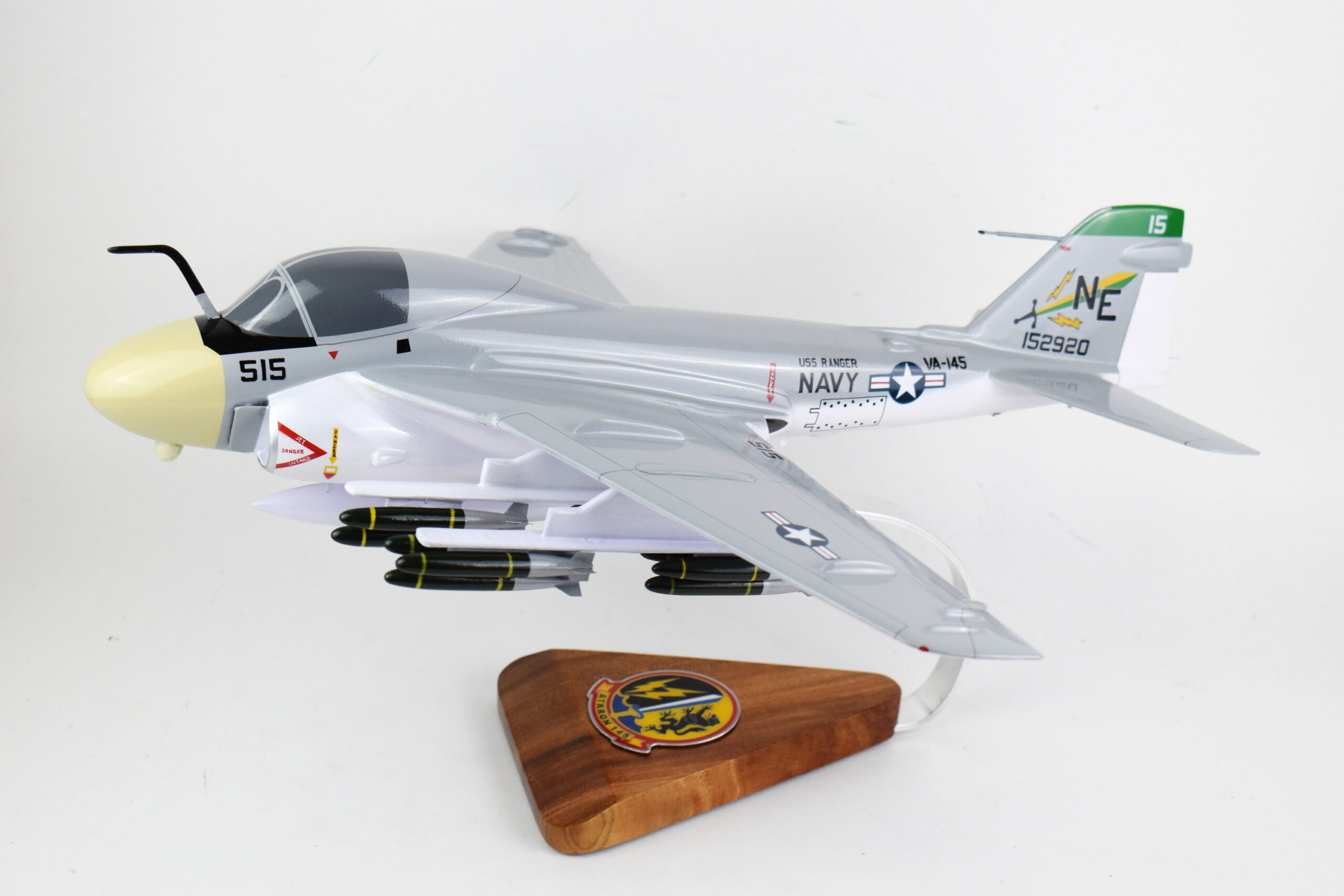 VA-145 Swordsmen A-6 (1978) Intruder Model, 1/36th Scale, Mahogany, Navy,