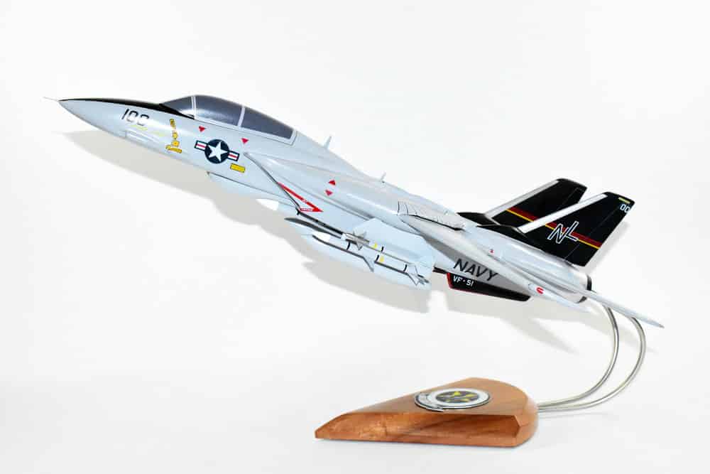 VF-51 Screaming Eagles F-14A (1980) Tomcat Model, 1/42 (18″) Scale, Mahogany, Navy, Fighter