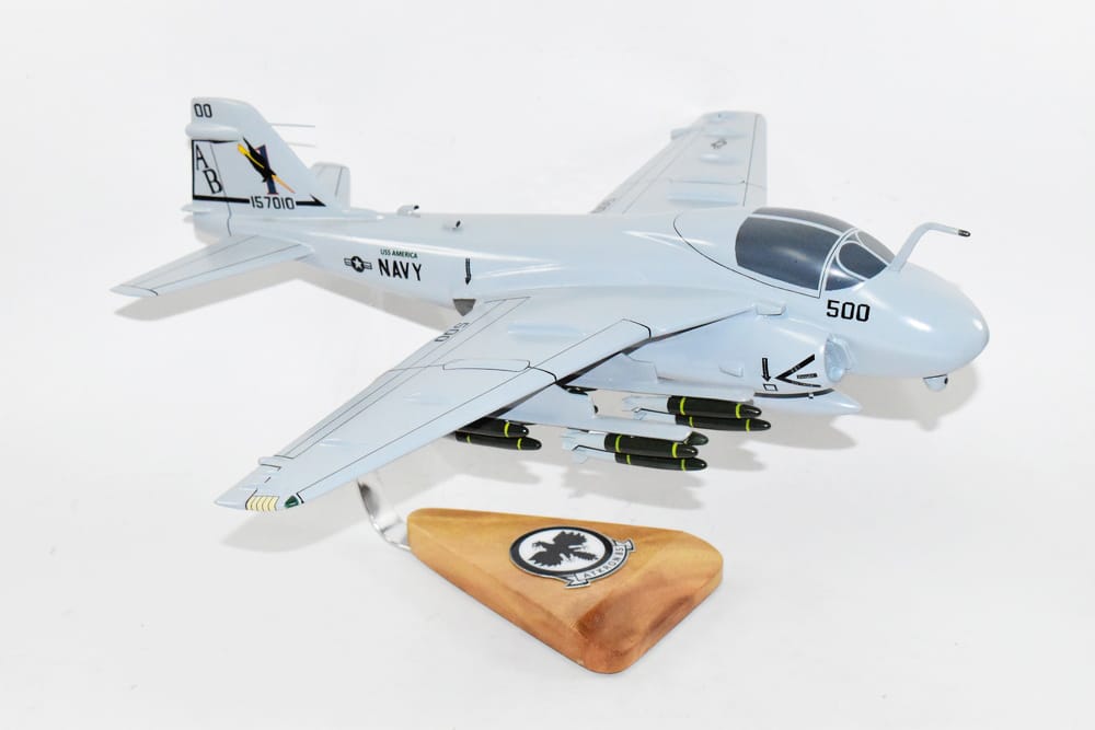 VA-85 Black Falcons (1994) A-6 Intruder Model, 1/36th Scale, Mahogany, Navy