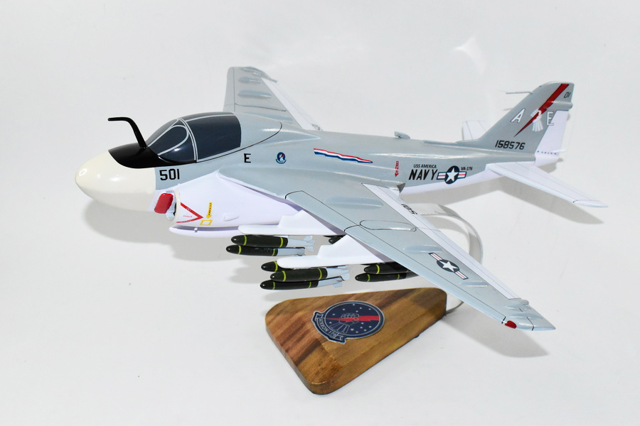 VA-176 Thunderbolts A-6 (1976) Intruder Model, 1/36th Scale, Mahogany, Navy