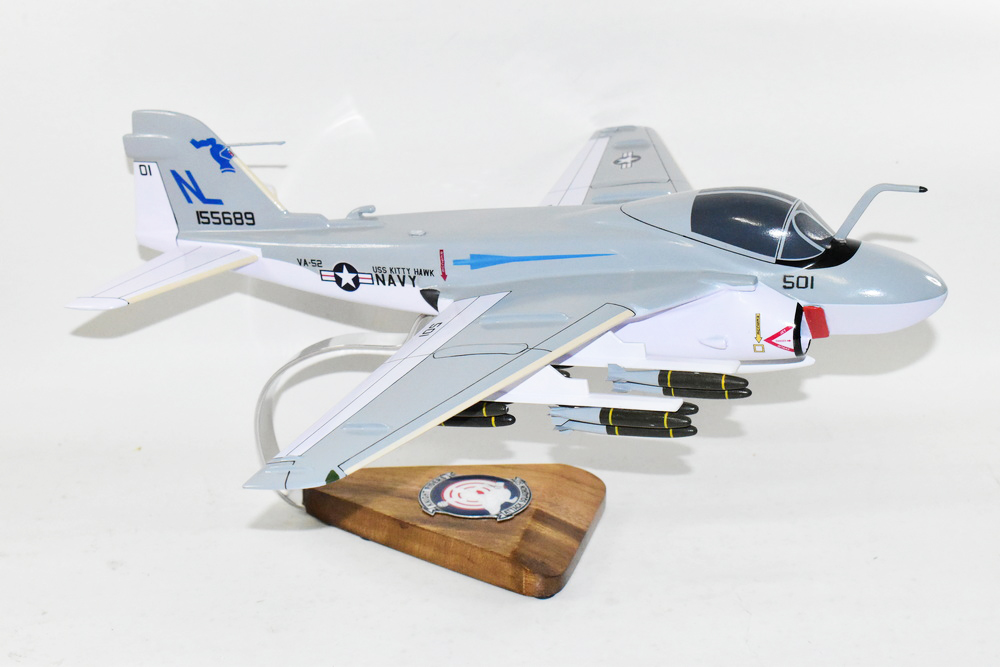 VA-52 Knight Riders (1979) A-6 Intruder Model, 1/36th Scale, Mahogany, Navy