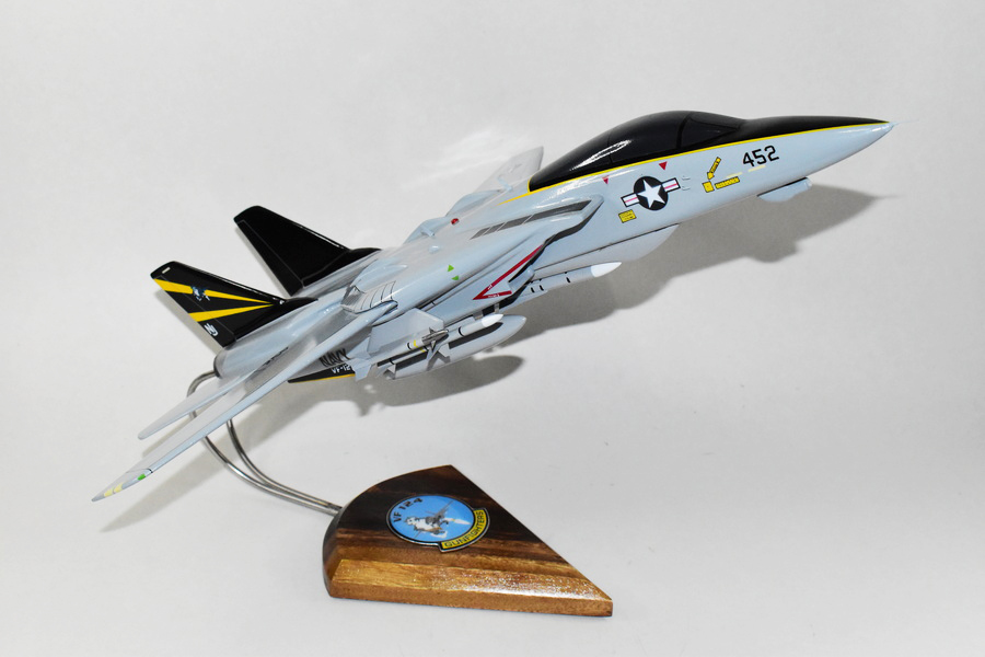 VF-124 Gunfighters F-14a (1990) Tomcat Model, 1/42 (18″) Scale, Mahogany, Navy, Fighter