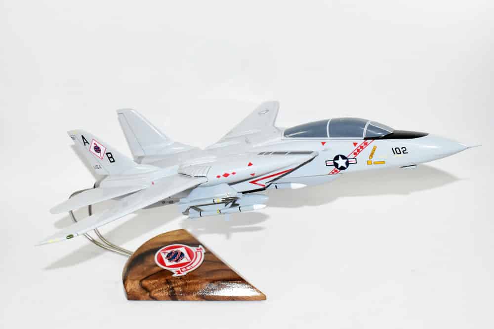 VF-102 Diamondbacks F-14a (1992) Model, 1/42 (18″) Scale, Mahogany, Navy, Fighter