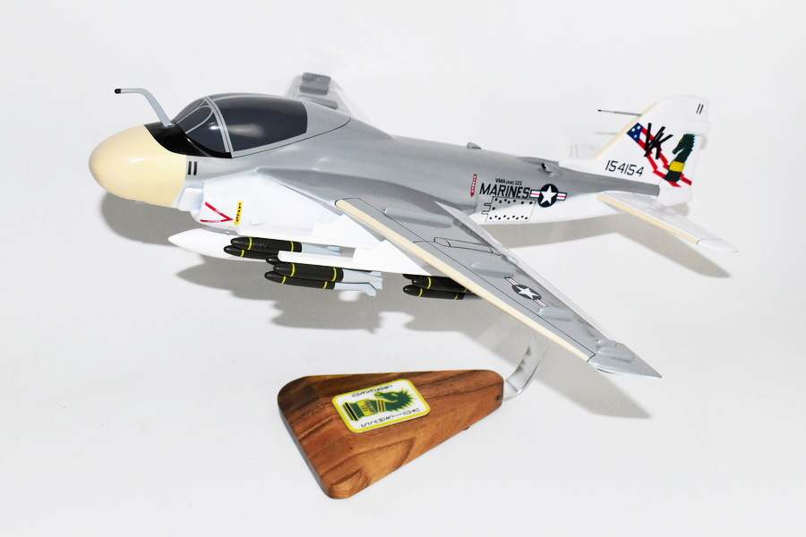 VMA(AW) 121 Green Knights (1976) A-6 Intruder Model, 1/36th Scale, Mahogany, Marines