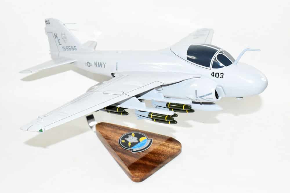 VA-155 Silver Foxes (1991) A-6 Intruder Model, 1/36th Scale, Mahogany, Navy