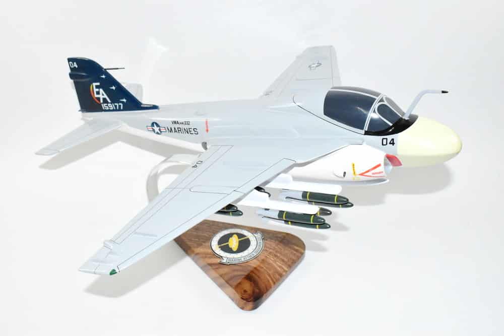 VMA(AW) 332 Moonlighters 1976 A-6 Intruder Model, 1/36th Scale, Mahogany, Marines