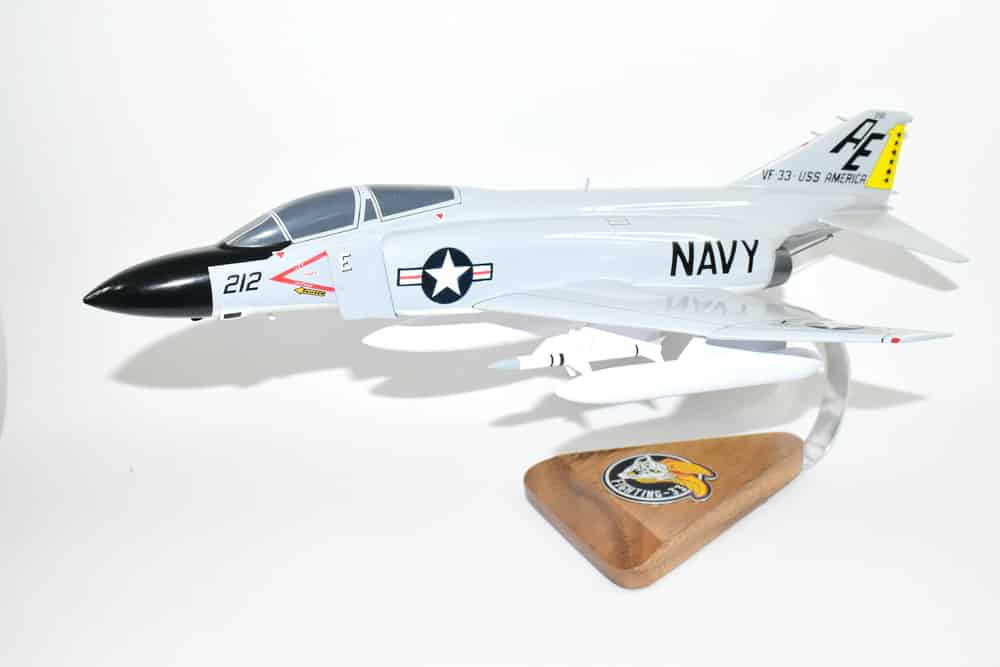 VF-33 Tarsiers (1968) F-4J Model, 1/42 (18″) Scale, Mahogany, Navy, Fighter