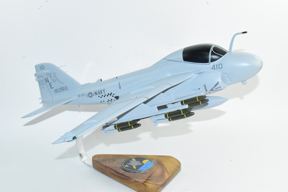 VA-155 Silver Foxes (1991) A-6 Intruder Model, 1/36th Scale, Mahogany, Navy
