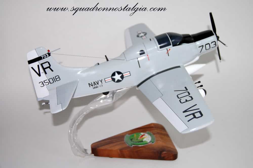 VAW-13 Zappers EA-1F Skyraider (1966) Model, AD5Q, Navy, 1/33 Scale Model, Mahogany