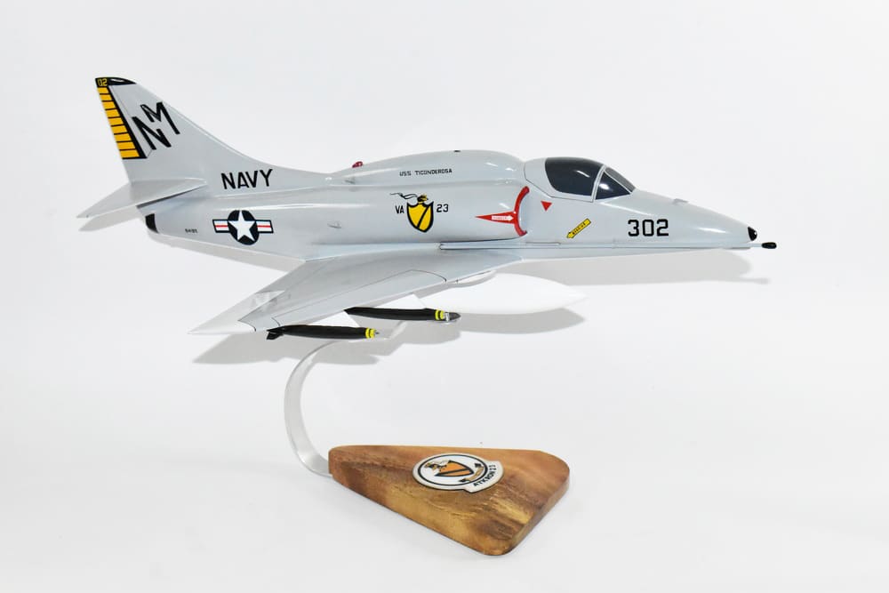 VA-23 Black Knights A-4F (1968) Model, 1/27th Scale, Mahogany, Navy