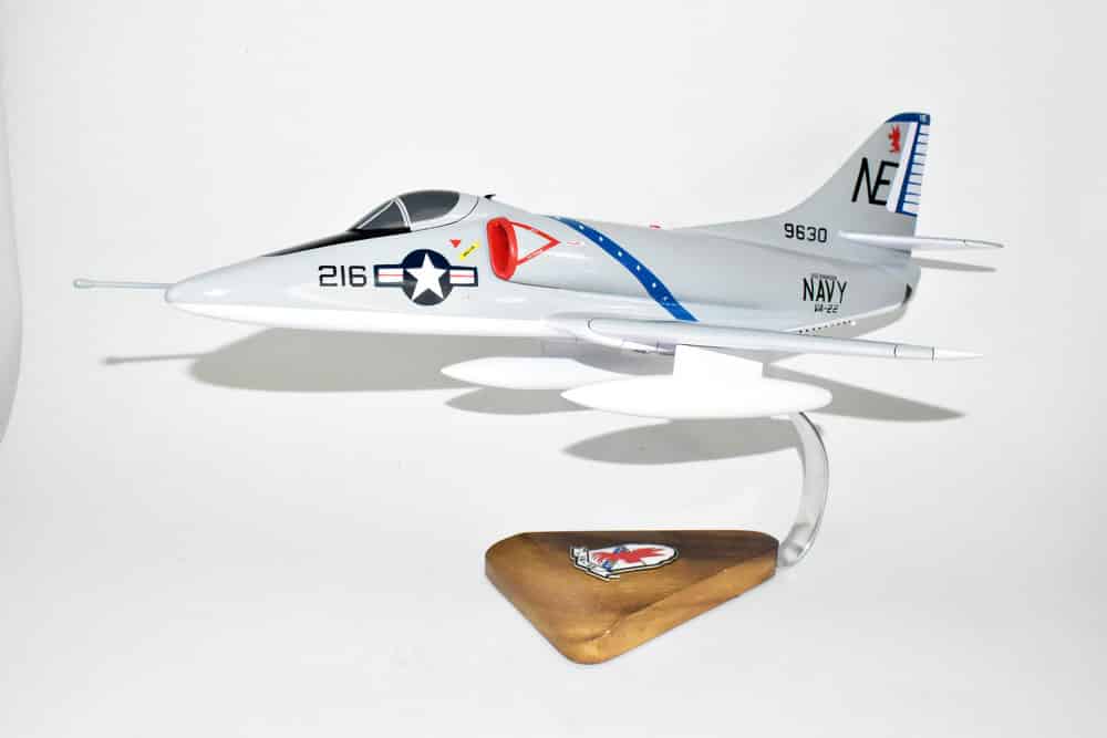 VA-22 Fighting Redcocks A-4 (1969) Model, 1/27th Scale, Mahogany, Navy