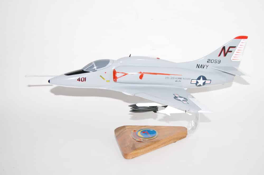 VA-94 Shrikes A-4E (1970) Model, 1/27th Scale, Mahogany, Navy