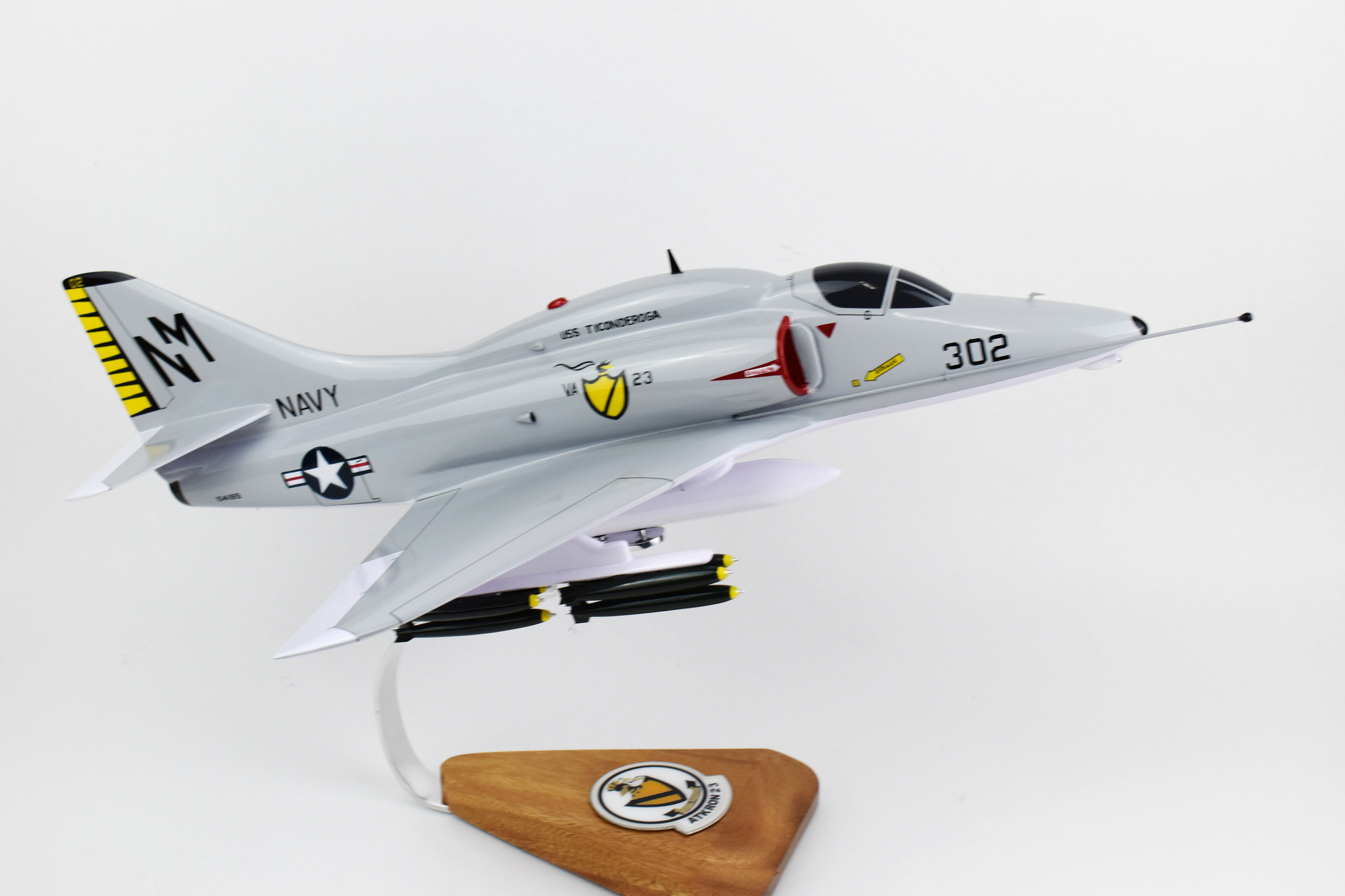 VA-23 Black Knights A-4F (1968) Model, 1/27th Scale, Mahogany, Navy