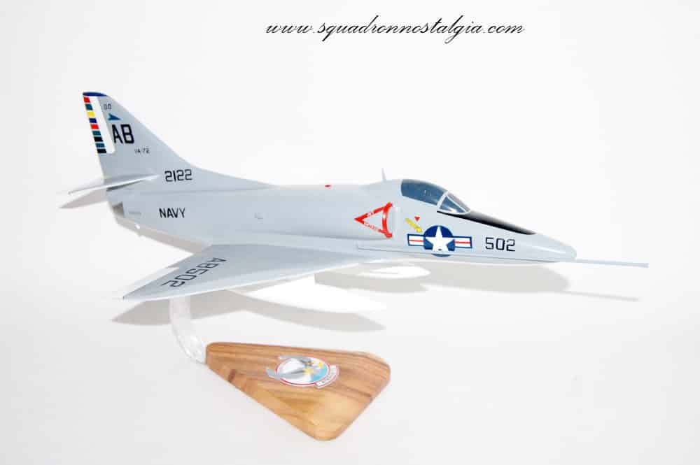 VA-72 Blue Hawks A-4b (1967) Model, 1/27th Scale, Mahogany, Navy