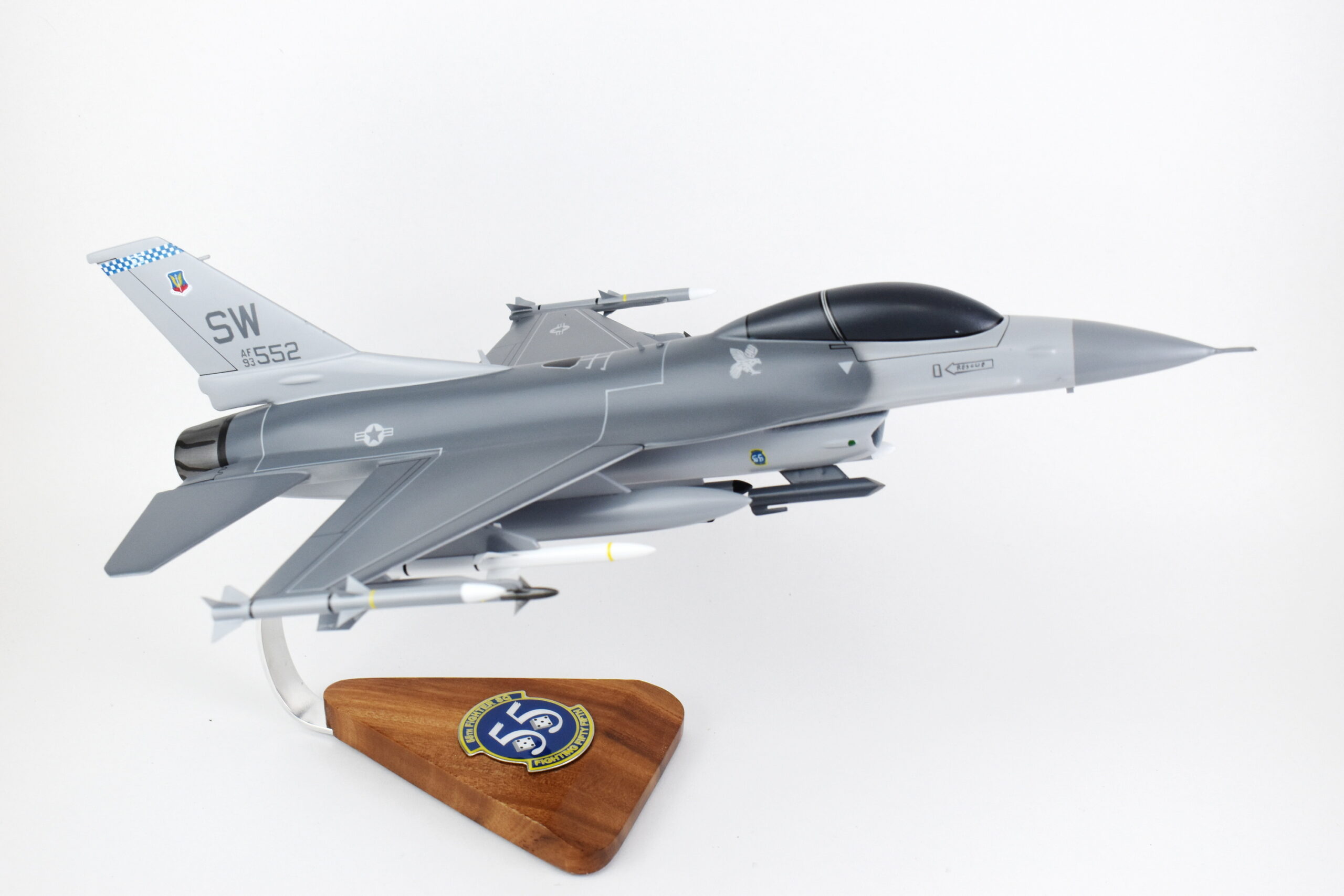 Lockheed Martin® F-16 Falcon Model, 55th FS Fighting Fifty Fifth, 18″ Mahogany Scale Model