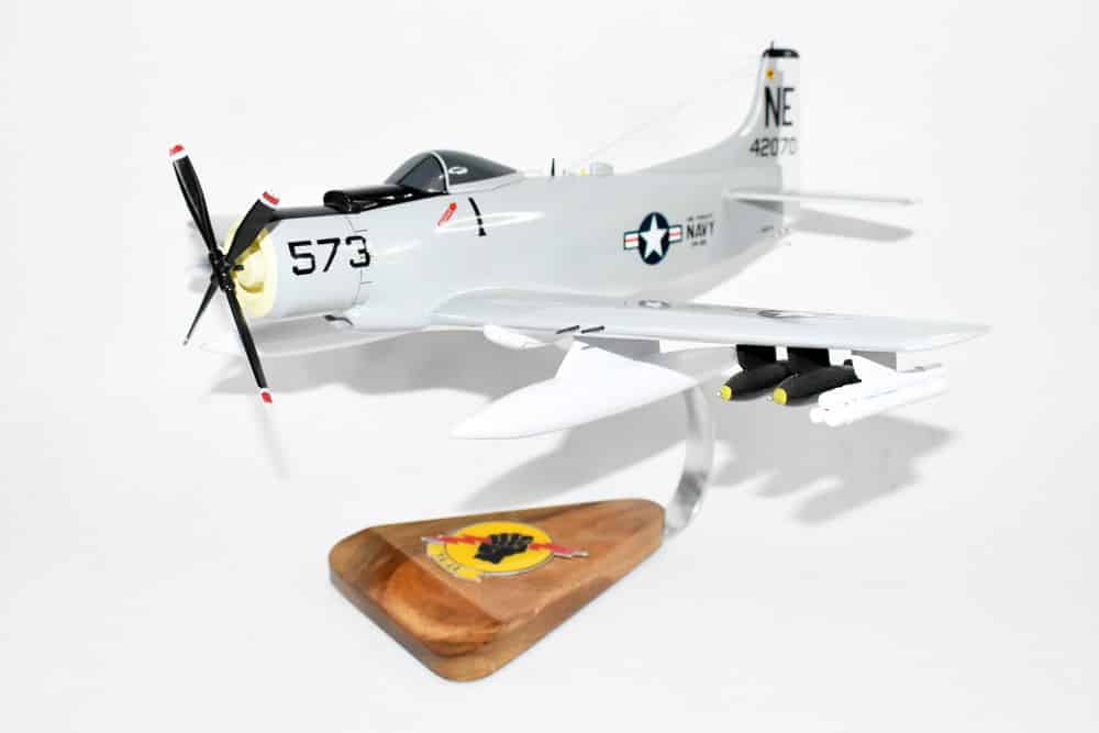 VA-25 Fist of the Fleet A-1H Spad Model, AD6  Navy, 1/33 Scale Model, Mahogany
