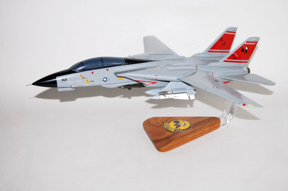 VF-31 Tomcatters F-14d (Redtail) Model, 1/42 (18″) Scale, Mahogany, Navy, Fight