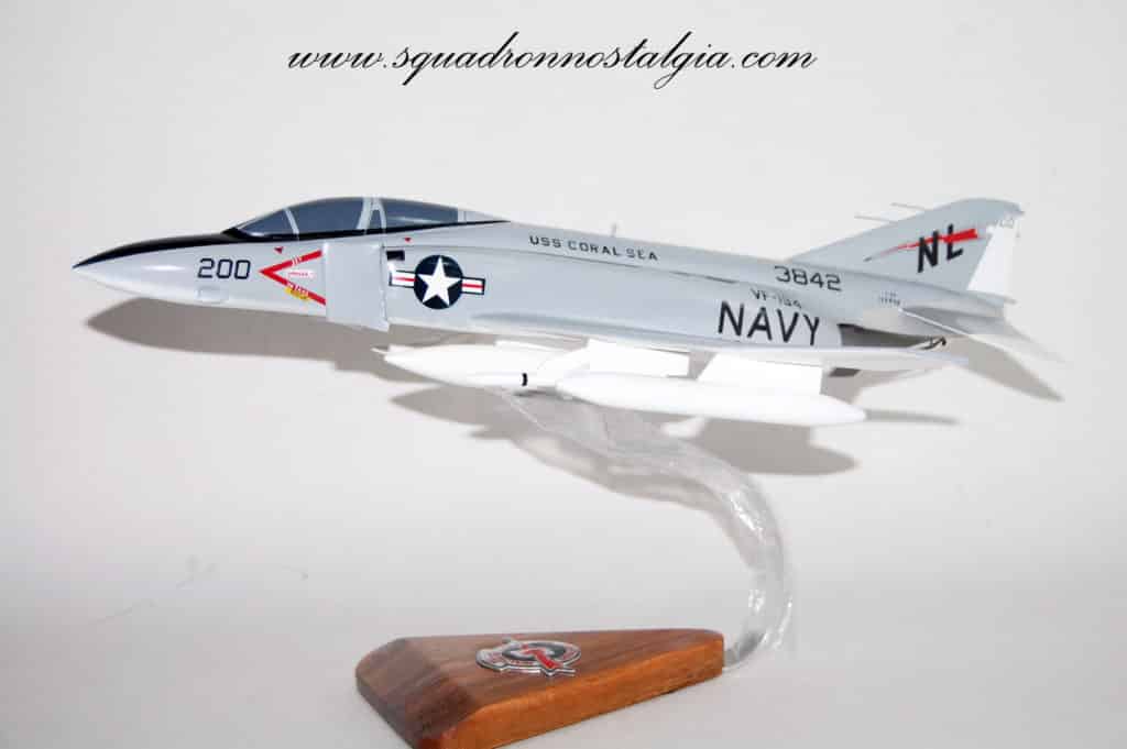 VF-194 Red Lightnings F-4J (1977) Model, 1/42 (18″) Scale, Mahogany, Navy, Fighter