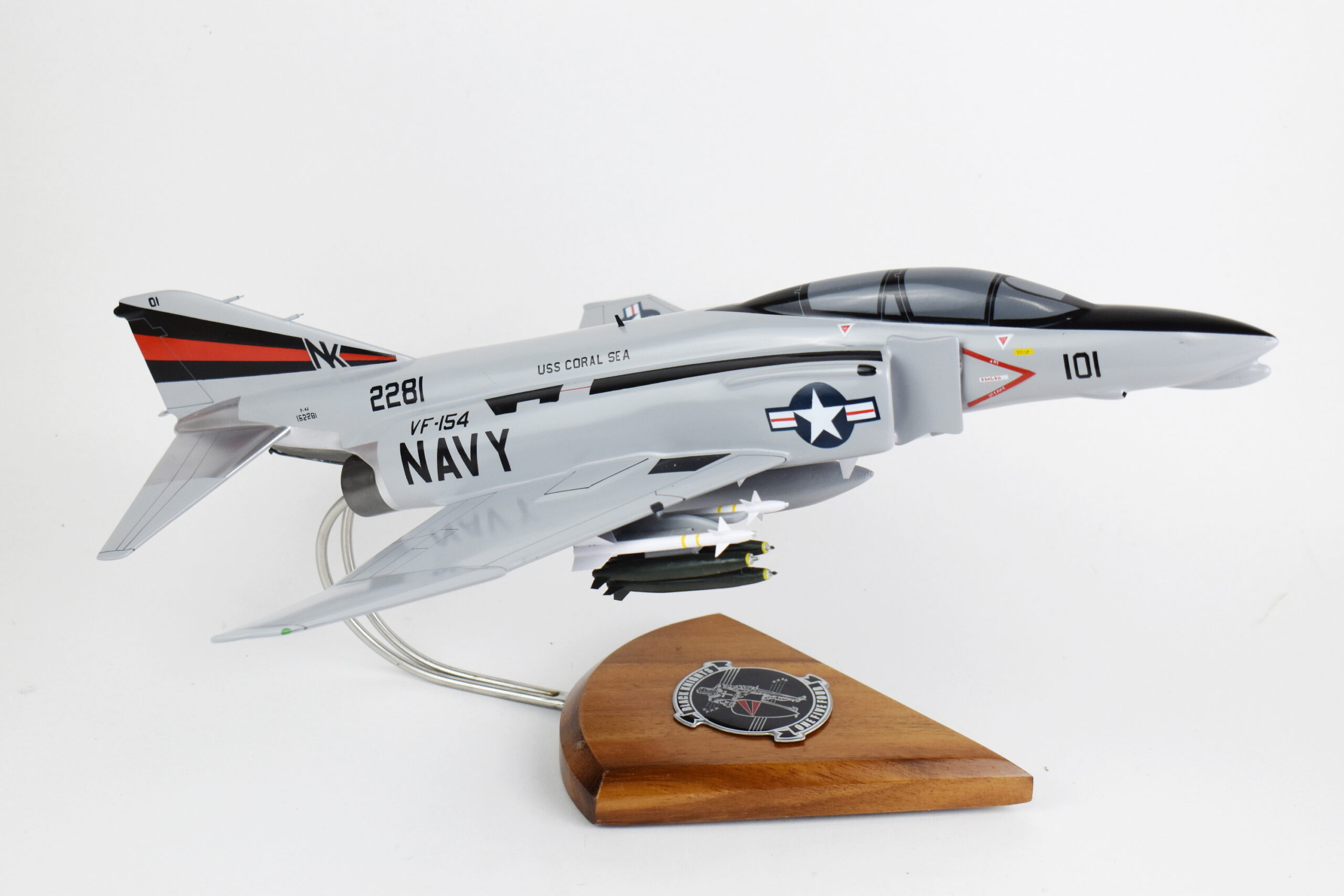 VF-154 Black Knights F-4J (1981) Model, 1/42 (18″) Scale, Mahogany, Navy, Fighter