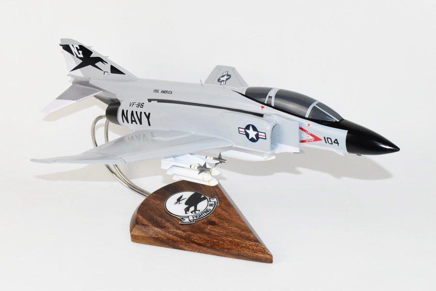 VF-96 Fighting Falcons (USS America) F-4J Model, 1/42 (18″) Scale, Mahogany, Navy, Fighter