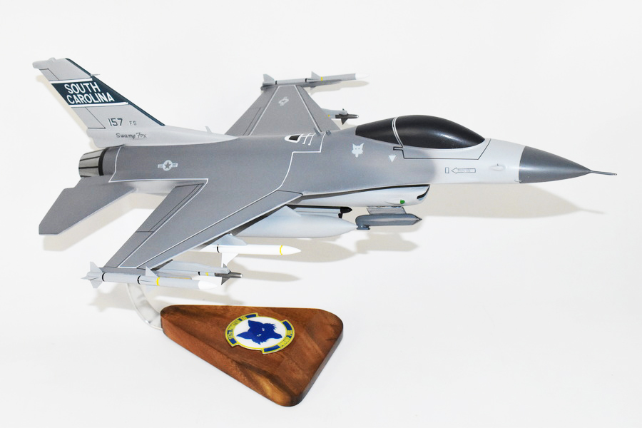 Lockheed Martin® F-16 Fighting Falcon®, 157th Fighter Squadron Swamp Fox, 18″ Mahogany Scale Model