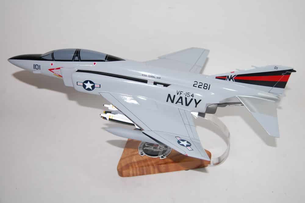 VF-154 Black Knights F-4J (1981) Model, 1/42 (18″) Scale, Mahogany, Navy, Fighter