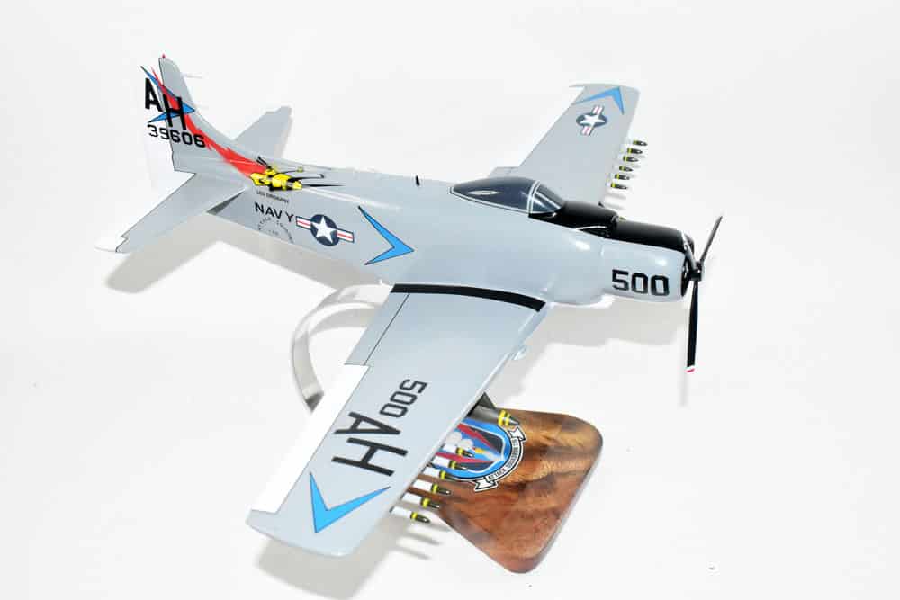 VA-176 Thunderbolts A-1H Spad Model, AD6  Navy, 1/33 Scale Model, Mahogany
