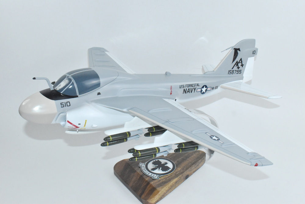 VA-85 Black Falcons A-6e (1981) Intruder Model, 1/36th Scale, Mahogany, Navy