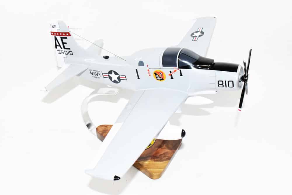 VAW-33 Nighthawks EA-1F Model, AD5Q,  Navy, 1/33 Scale Model, Mahogany
