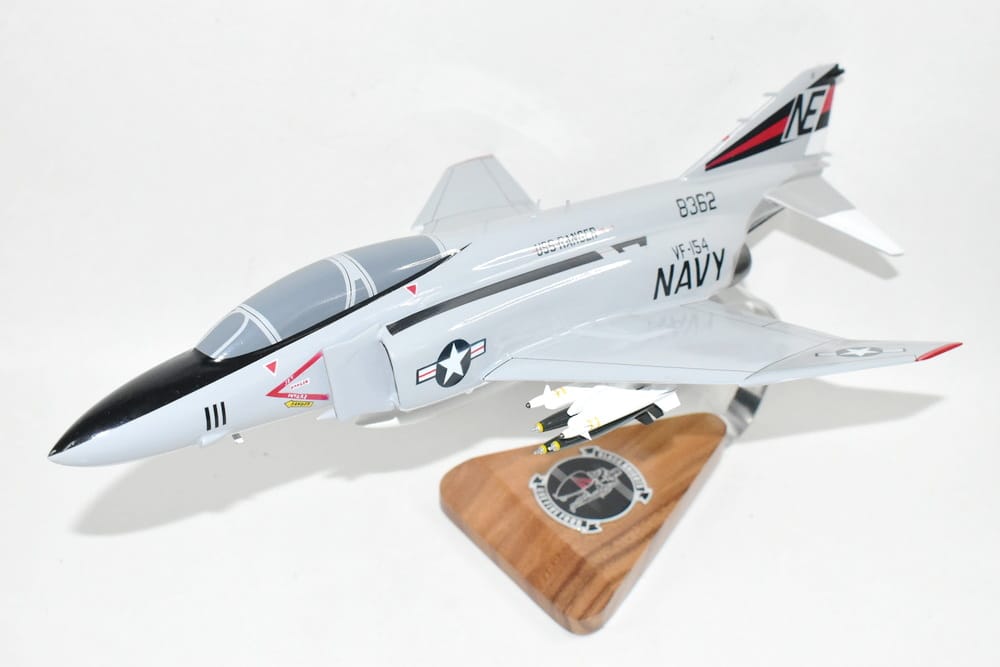 VF-154 Black Knights F-4J (1976) Model, 1/42 (18″) Scale, Mahogany, Navy, Fighter