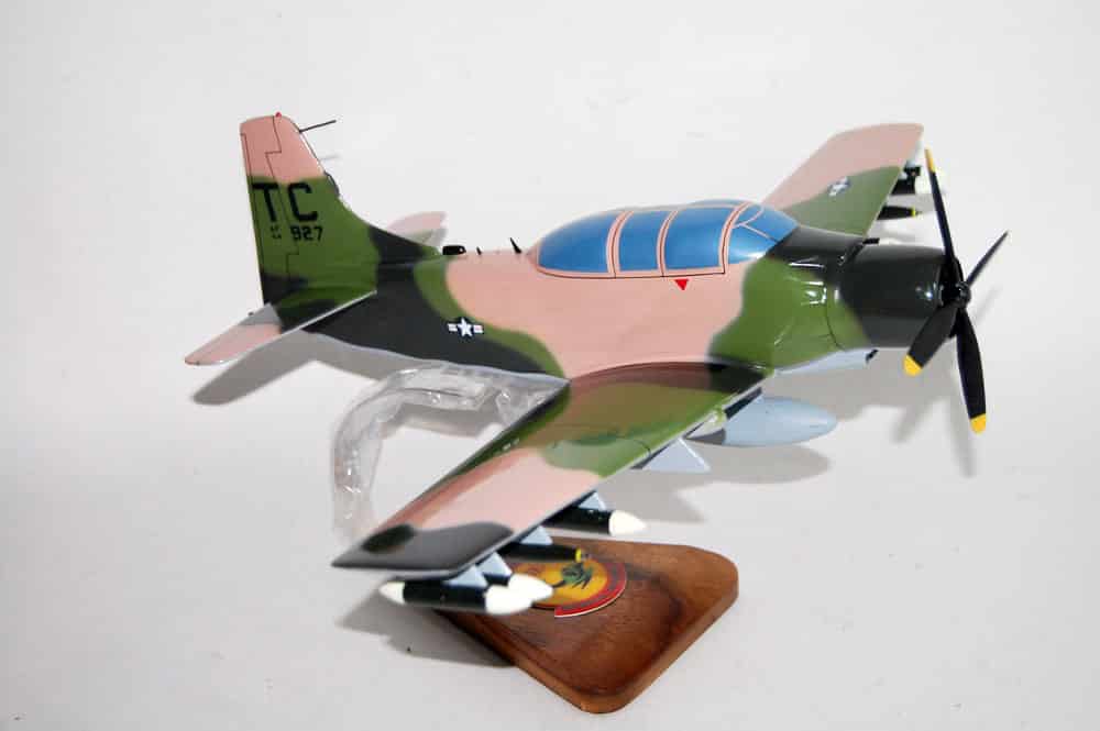 1st ACS/SOS A-1E Skyraider Model, Vietnam, 1968, Mahogany Scale Model