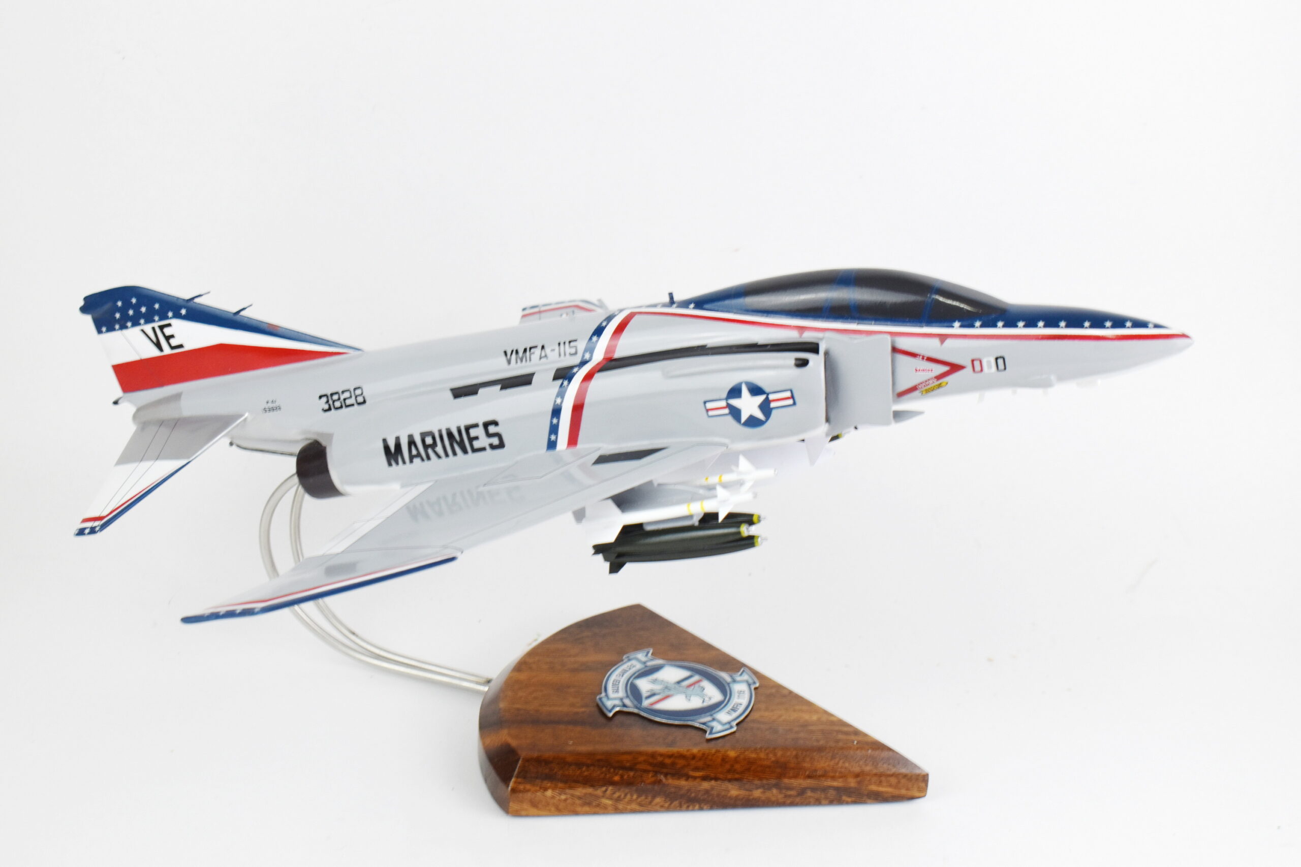 VMFA-115 Silver Eagles 1976 F-4J Model,1/42 (18″) Scale, Mahogany, Marines, Fighter