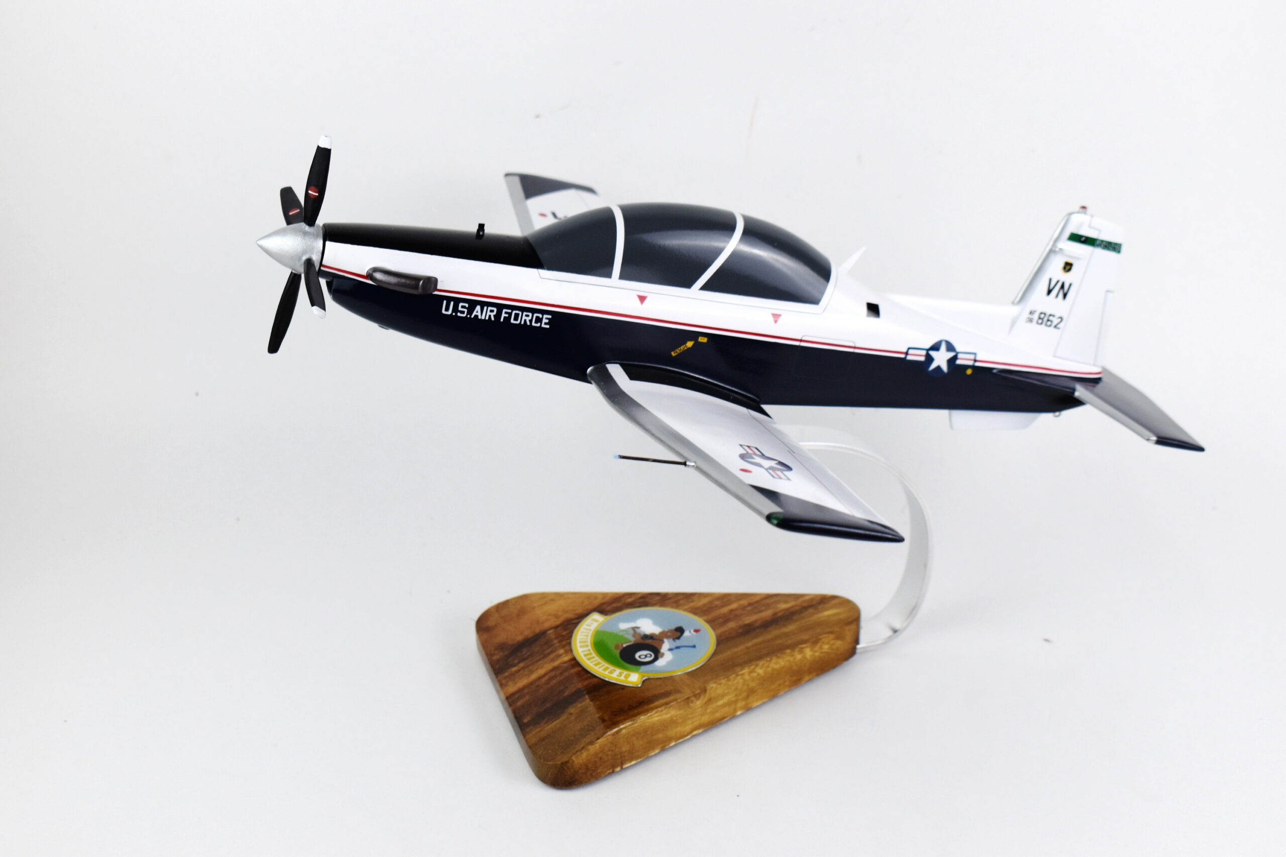 Beechcraft® T-6a Texan II, 8th Flying Training Squadron Eight Ball, Mahogany Scale Model