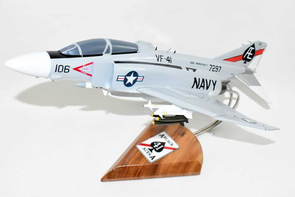VF-41 Black Aces 1971 F-4j Model, 1/42 (18″) Scale, Mahogany, Navy, Fighter, McDonnell Douglas