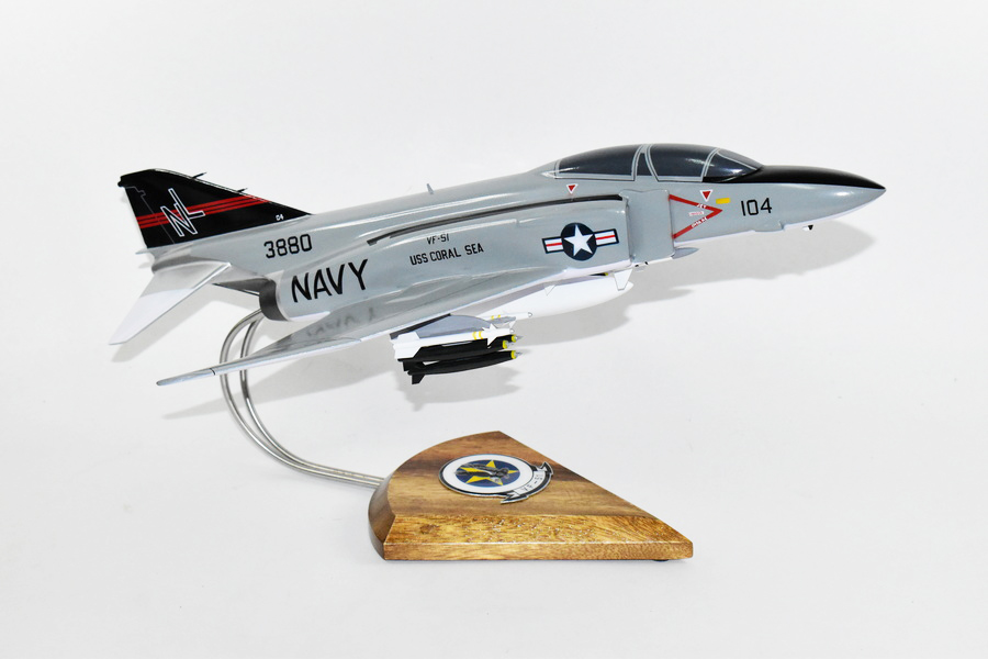 VF-51 Screaming Eagles F-4 Model, 1/42 (18″) Scale, Mahogany, Navy, Fighter