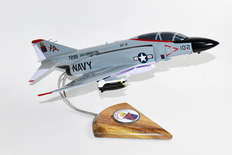 VF-11 Red Rippers F-4J Model, 1/42 (18″) Scale, Mahogany, Navy, Fighter