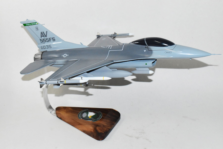 Lockheed Martin® F-16C Fighting Falcon®, 555 FS Triple Nickel, 18″ Mahogany Scale Model