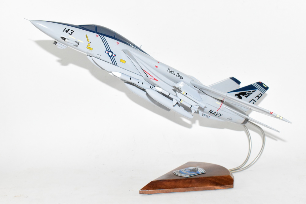 VF-143 Pukin Dogs F-14D (143) Tomcat Model, 1/42 (18″) Scale, Mahogany, Navy, Fighter