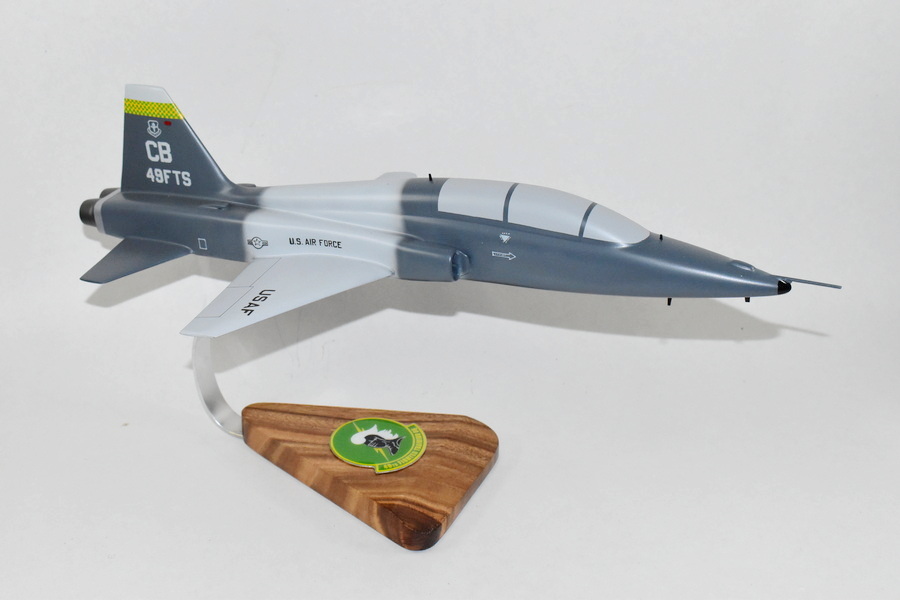 49th Flying Training Squadron Black Knights T-38 Talon Model, 18″ Scale, Mahogany