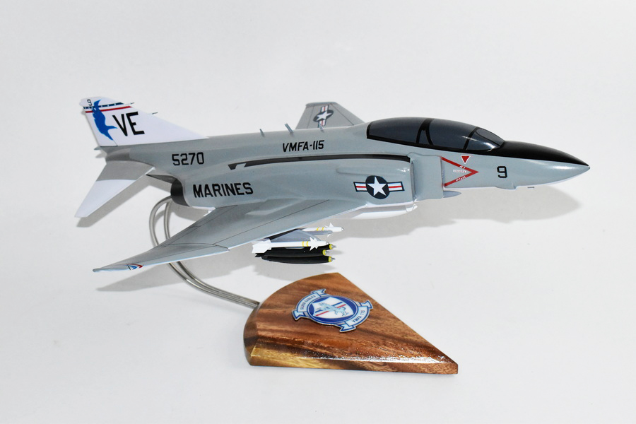 VMFA-115 Silver Eagles F-4J Model, 1/42 (18″) Scale, Mahogany, Marines, Fighter
