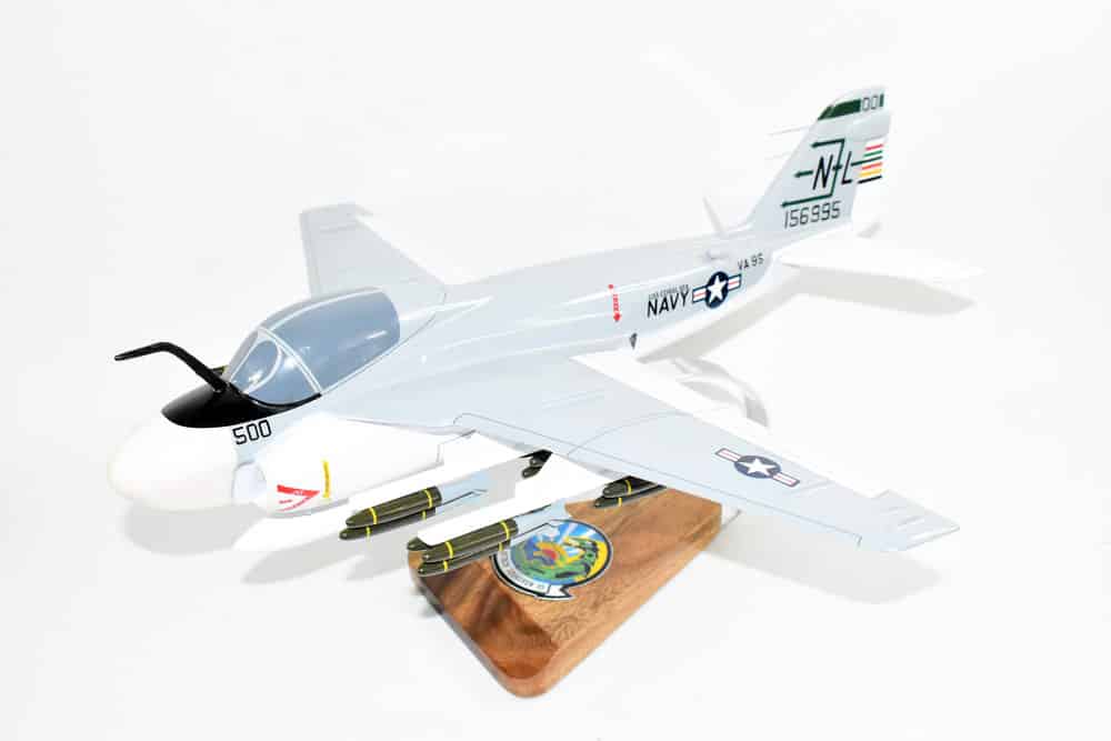 VA-95 Green Lizards A-6 Intruder Model, 1/36th Scale, Mahogany, Navy
