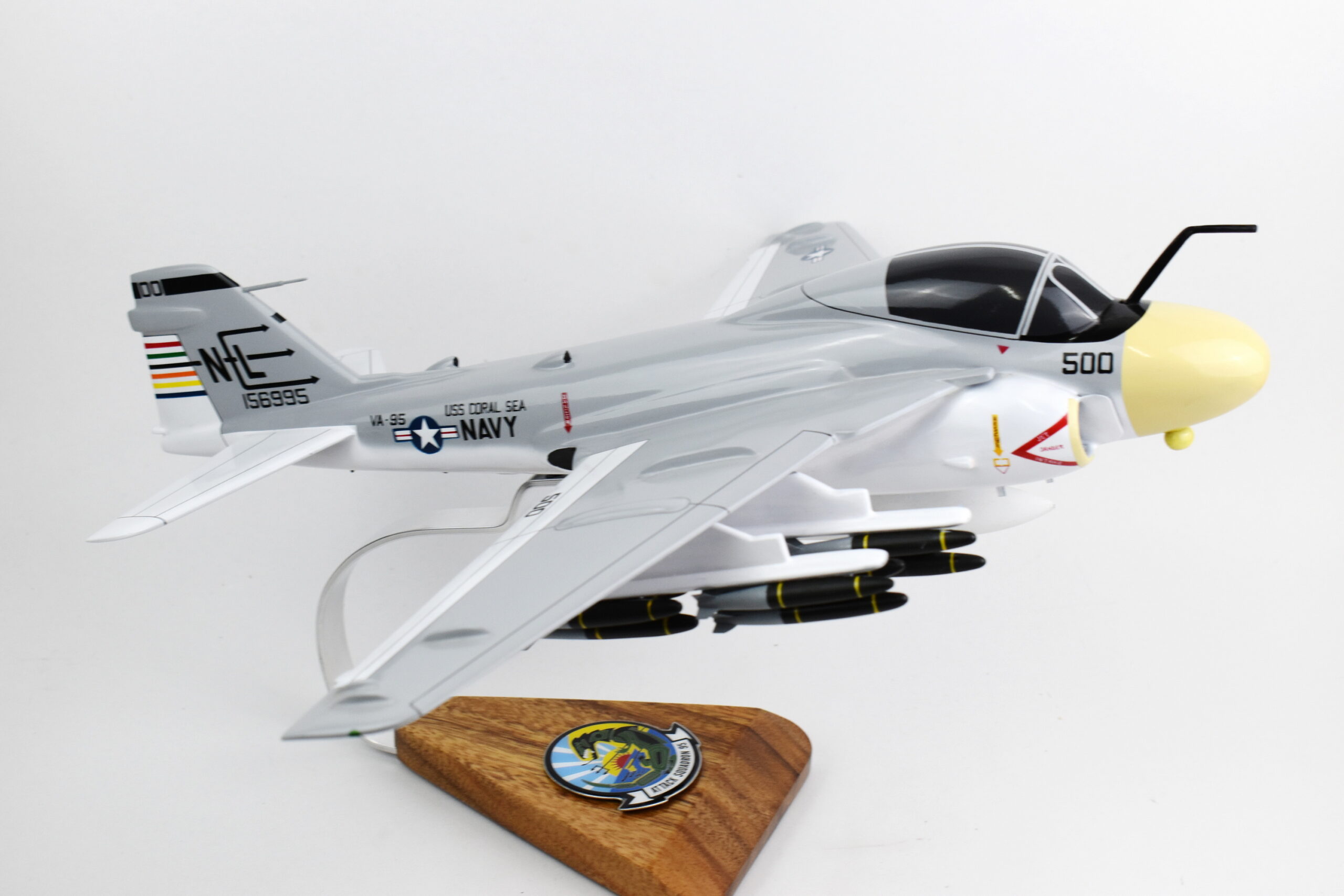VA-95 Green Lizards A-6 Intruder Model, 1/36th Scale, Mahogany, Navy