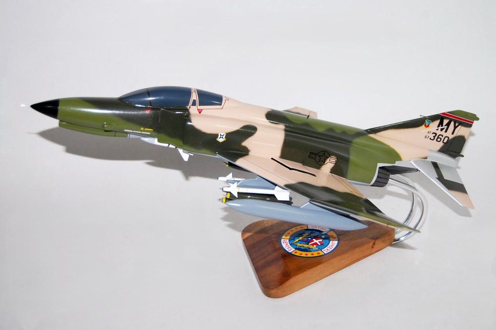 68th Fighter Squadron Lightning Lancers F-4E Model,  1/42 (18″) Scale, Mahogany