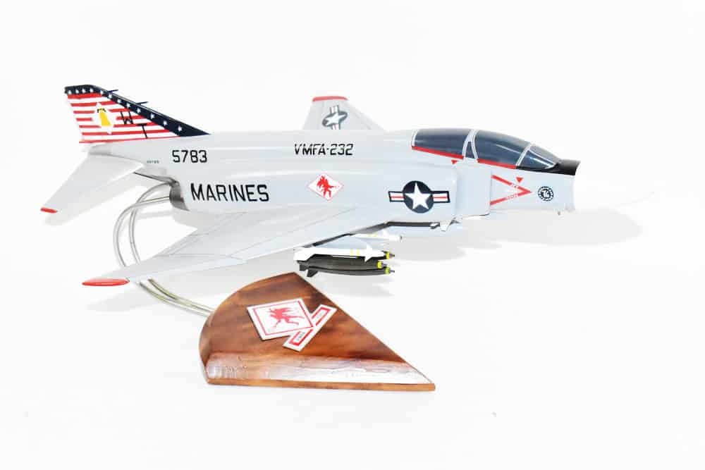 VMFA-232 Red Devils F-4J (1976) Model, 1/42 (18″) Scale, Mahogany, Marines, Fighter