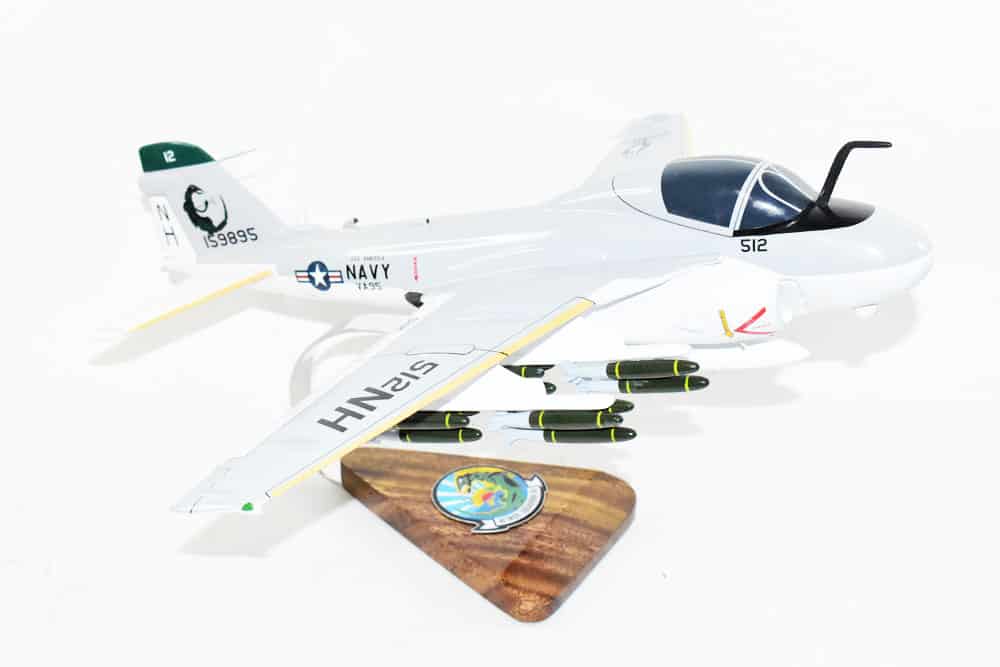 VA-95 Green Lizards (1980s) A-6 Intruder Model, 1/36th Scale, Mahogany, Navy